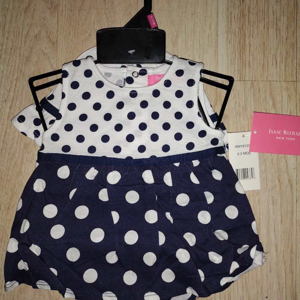 Isaac Mizrahi Polka Dot Jumper/One piece, Size 3mo with included Hat. BNWT